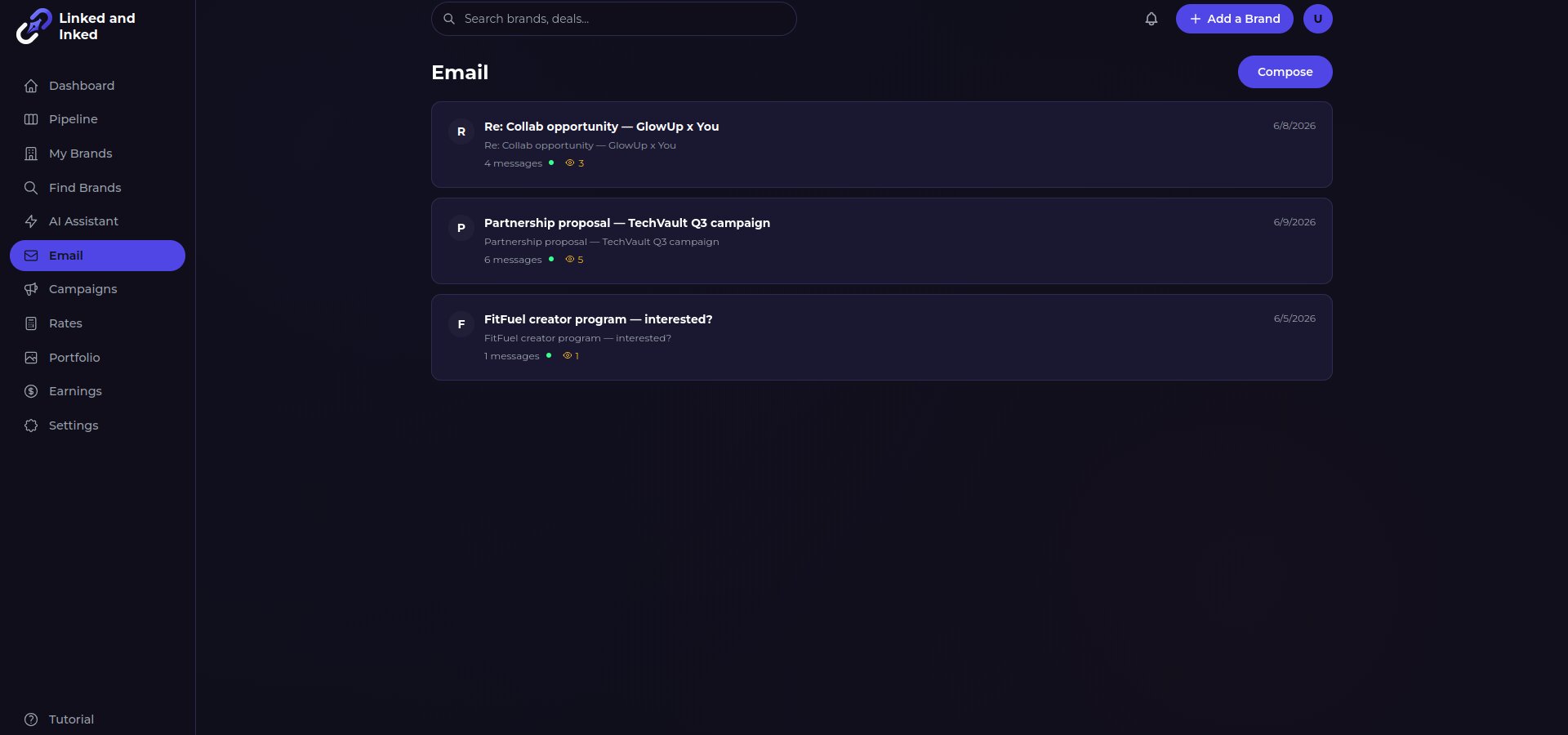 Built-in Email + Open Tracking